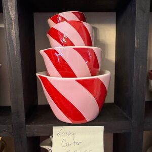 Rae Dunn measuring cups pink and red stripe